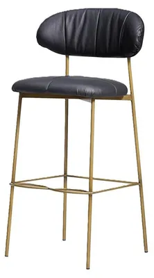 Produktbild von Schwarzer Lederhocker Designer Barhocker Luxus Metallgestell