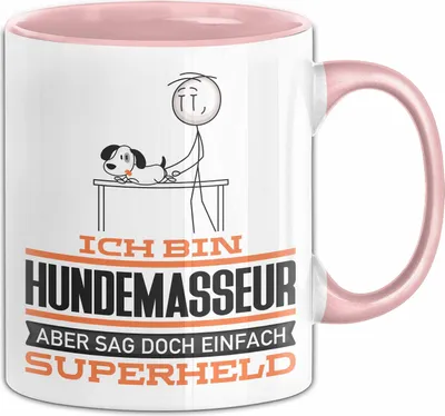 Produktbild von Hundemasseur Geschenk Tasse Ich Bin Hundemasseur Aber Sag Doch Einfach Superheld Lustige Geschenkdiee für Hundemasseur Kaffee-Becher (Rosa)