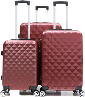 Immagine prodotto di Valigia valigia 3 pezzi trolley rigido set valigia set bagaglio a mano bagaglio da viaggio ABS-07 rosso
