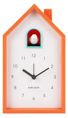 Modern Cuckoo Wecker, orange, 6x12x20 cm, Kuckucksruf