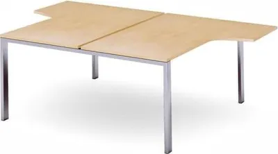 Produktbild von Mehrfacharbeitstisch Total L-Form BxTxH 160x163/220x73cm Gestell verchromt Platte Melamin buche.