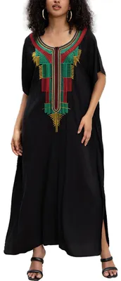 Immagine prodotto di Solidchoice - Lunga camicia da notte in stile caftano, ricamata, ideale per la casa