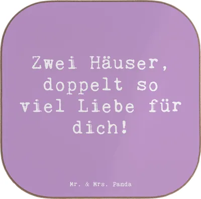 Produktbild von Mr. & Mrs. Panda Holzuntersetzer Spruch Trennung von den Eltern - Lavendeltraum - Geschenk, Vertrauem, Trostspender, Patchworkfamilie, Untersetzer für Gläser, Zuversicht