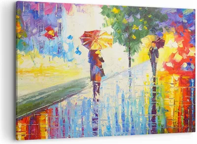 Produktbild von Bild auf Leinwand - Leinwandbild - Park Straße Regen - 100x70cm - Wand Bild - Wanddeko - Wandbilder - Leinwanddruck - Bilder - Kunstdruck - Wanddekoration - Leinwand bilder - Wandkunst - AA100x70-3508