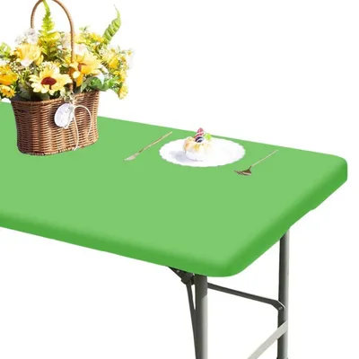 Immagine prodotto di Tovaglia rettangolare, impermeabile, elasticizzata, verde, 182x75 cm, confezione da 2, in poliestere