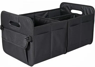 Obrázok produktu pre Skladací organizér do batožinového priestoru SUV s viacerými priehradkami a nastaviteľnými popruhmi (čierny).