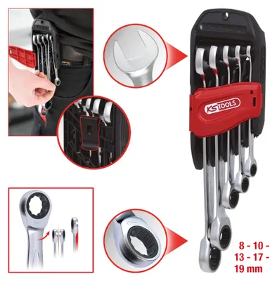 Obrázok produktu pre KS TOOLS GEARplus Ratschenringmaulschlüssel-Satz 5-tlg 8-19mm 503.4255