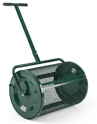 Zdjęcie produktu dla Rozsiewacz kompostu COSTWAY 77 l, rozsiewacz torfu z uchwytem w kształcie litery T o regulowanej wysokości i koszem z siatki, Ø40x61 cm, rozsiewacz nawozu, rozsiewacz ogrodowy, rozsiewacz ręczny (zielony)