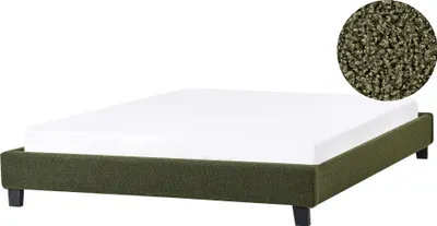 Obrázok produktu pre BELIANI Posteľ čalúnená tmavozelená buklé 160 x 200 cm rám postele s roštom bez čela spálňa moderný minimalistický štýl