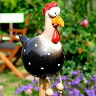 Produktbild von Gartendekoration mit Keramikhuhn, handgefertigte Gartendekoration, Keramik-Hühnerfigur für den Garten, Hühnerfigur, Gartendekoration, Gartenfigur, Gartendekoration für den Außenbereich, Balkon, Garten, Ostern