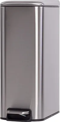 Produktbild von QUVIO Treteimer - Mülleimer - Abfalleimer - Papierkorb - Rechteck - Metall - 8 L - Silber