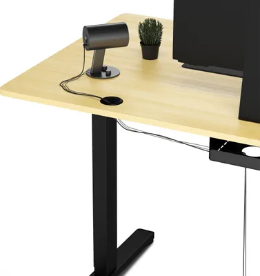 Produktbild von SENSE7 Nojo Höhenverstellbarer Schreibtisch 140x70 cm Elektrisch Hellbraun Schwarz Gaming Tisch Computertisch Standing Desk Memory Funktion XXL PC