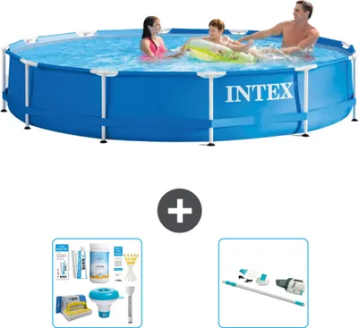 Obrázek produktu pro Bazén Intex s kulatým rámem - 366 x 76 cm - modrý - včetně balíčku na údržbu - vysavač