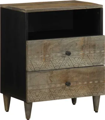 Image de Table de chevet gris clair 50x33x60 cm bois de manguier massif