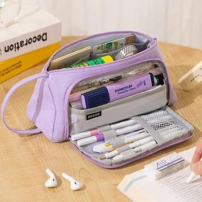 Image de Trousse pour écolières à 3 compartiments, grande et résistante