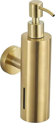 Produktbild von Goldener Seifenspender, 250 ml Spülmittelbehälter, nachfüllbarer Shampoo- und Conditioner-Behälter, runder Seifenspender für die Arbeitsplatte, Wandmontage