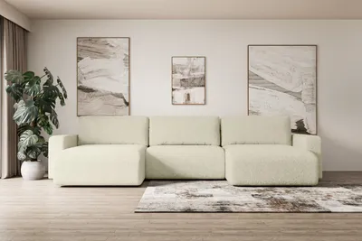 Produktbild von ALTDECOR Ecksofa mit Schlaffunktion und Bettkasten Corner Sofa Eckcouch Couch U-Form universal, links/rechts angeordnet Schlafcouch Ausziehbar Wohnlandschaft Schlafsofa KLEEA-U - 347x143x83cm Beige