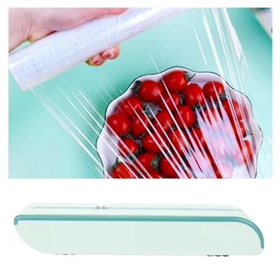 Produktbild von Plastikheilung Wrap -Spender mit Bidirektionalem Schieberblatt, Klammerfilmschneider mit 24 Saugnäpfeln für Aluminiumfolie Backpapierwachspapier