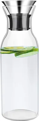 Produktbild von Borosilikatglas-Karaffe mit tropffreiem Deckel, 1,5 l, für Herd geeignet, 1,5 l, Glaskaraffe, Eis-Tee-Maker, Saft-Glaswaren