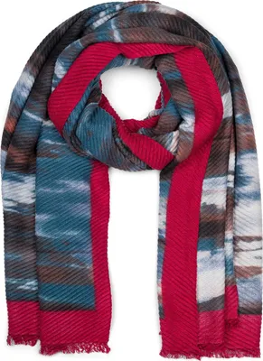 Produktbild von styleBREAKER Damen Schal plissiert mit Pinselstrich Muster gerahmt, Crash Look, warme Winter Stola mehrfarbig 01017148