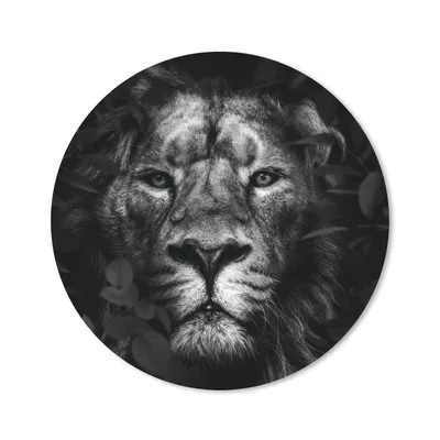 Produktbild von MuchoWow® Mauspad Mousepad Pflanzen - Löwe - Dschungel - Schwarz - Weiß 50x50 cm - Mousepads - Maus Mat - Pad - Mausunterlage - Vinyl