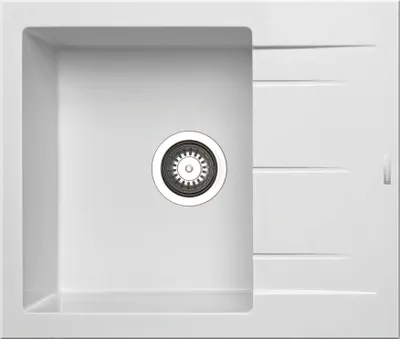 Produktbild von PYRAMIS Spüle ALAZIA 59x50 in SNOW mit Excenterbedienung / Granitspüle / Steinspüle / Ausschnitt 570 x 480 mm