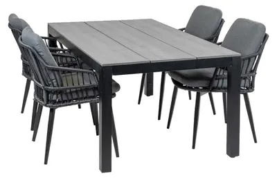 Produktbild von 5-teiliges Garten-Set | 4 Gartenstühle Isabel | Limasol Gartentisch | 180 cm
