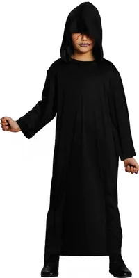 Produktbild von Schwarze Sensenmann Kapuzen-Robe (Halloween Kinder Kostüm) Größe: 104 (2-3 Jahre)