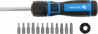 Produktbild von Schraubendreher-Set 13 Stk mit die innovative Konstruktion mit Zahnrad ermöglicht das Arbeiten mit einem Übersetzungsverhältnis von 1:5 oder 1:1 | Högert HT1S215