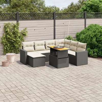 Produktbild von 8-tlg. Garten-Sofagarnitur - mit Kissen Schwarz Poly Rattan - Gartenmöbelset 3271427
