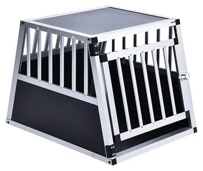 Produktbild von Home Deluxe - Hundetransportbox Alu SKITO - M - 69 x 54 x 50 cm - Farbe: Silber / Schwarz - Material: MDF Platten, Aluminium I Hundetransportbox Transportlösung Alu-MDF-Material Tierfreundlich Tierbedarf