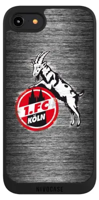 Produktbild von NIVOCASE Handyhülle für Apple iPhone 7 Hülle NIVOpure Case Schwarz 1. FC Köln Metallic Look Offizielles Lizenzprodukt