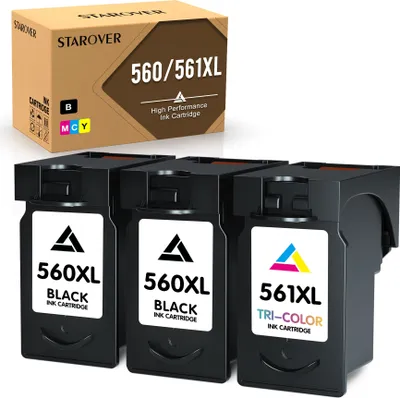 A product shot of three ink cartridges and their packaging.