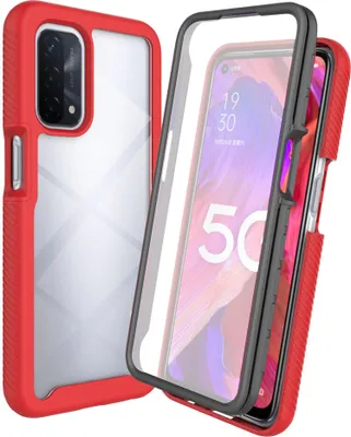 Produktbild von OPPO A54 5G Hülle, TPU Bumper mit Eingebautem Displayschutz 360 Grad Komplettschutz Schutzhülle für OPPO A54 5G / A74 5G Rot
