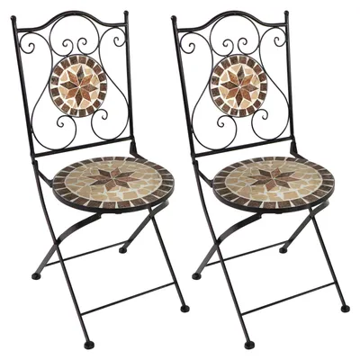 Produktbild von AXI Amélie 2 Bistrostühle, Set mit 2 Bistrostühlen in Earth Brown, Klappbar | Gartenmöbel im Bistrostil, Bistrostühle mit Mosaikmuster für Garten/Balkon/Terrasse