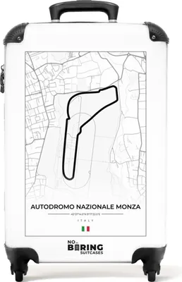 Obrázek produktu pro NoBoringSuitcases.com® Kufr Příruční zavazadlo na kolečkách Malý cestovní kufr na 4 kolečkách - Závodní dráha - F1 - Autodromo Nazionale Monza - Bílý - Závodní - Velikost kabiny < 55x40x23 cm a 55x40x20 cm - Fotokufr - Příruční kufr - Palubní zavazadloKufr na příruční zavazadla 55x35x20 cm, 36L,