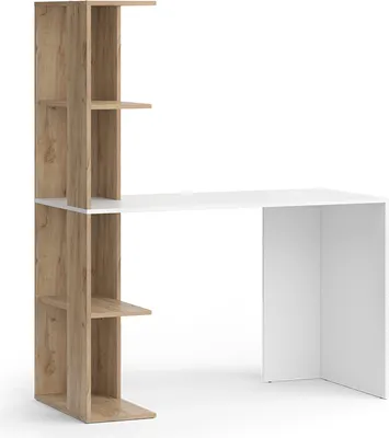 Immagine prodotto di Scrivania con ripiani Vicco Tower Bianco/Sonoma 122.2 x 55.2 cm con 4 scomparti, Model 43380