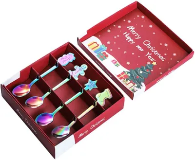 Produktbild von Kaffeelöffel-Set, Edelstahl, Dessert- und Kuchenlöffel, für Weihnachtsgeschenke, Familie und Freunde