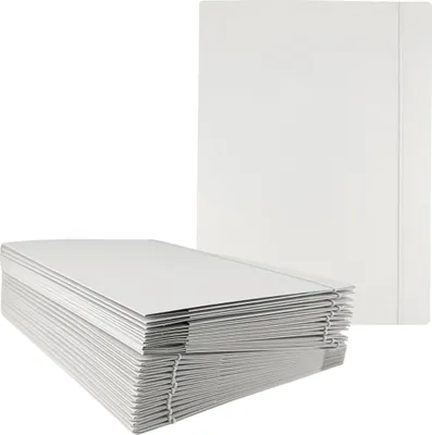 Produktbild von D.RECT 25x Sammelmappe A4 Weiß – Dreiklappmappe mit Gummiband – 300g Karton – Do