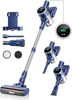 Produktbild von BuTure Akku Staubsauger leise, Staubsauger kabellos 33KPA mit Farbdisplay, Kabelloser Staubsauger 360° Drehknopf, Absaugleistung Auto-Einstellung