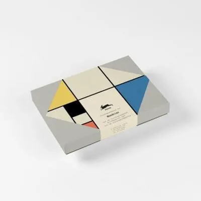 Produktbild von Korrespondenzset Mondrian A5, 40 Blatt Briefpapier, 20 Umschläge, 8 Grußkarten, 25 Aufkleber, 4 Designs