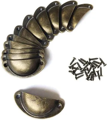 Productafbeelding van Metallische handgreep - Handgreep in de vorm van een halve cirkel, met een metalen patroon - Laden voor keukenkasten, kastdeuren en commodes, met een koperen uitstraling.