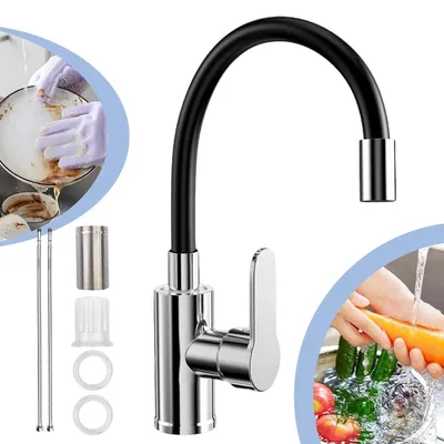 Produktbild von Küchenarmatur Wasserhahn Küche Flexibler Auslauf Spültischarmatur 360° Drehbar