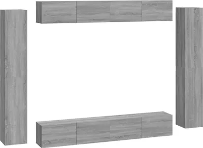 Produktbild von 8-tlg. TV-Schrank-Set Grau Sonoma Holzwerkstoff
