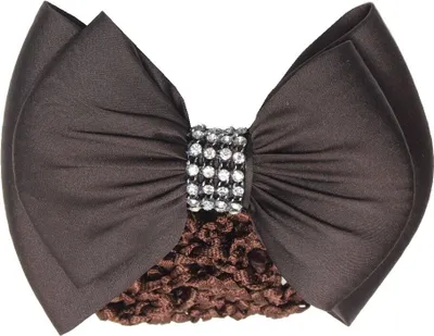 Produktbild von Haarclip mit Haarnetz mit Strass Steinen Schleife Braun