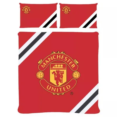 Produktbild von Manchester United FC - Bettwäsche-Set, gestreift BS4434 (Doppelbett) (Rot/Gelb)