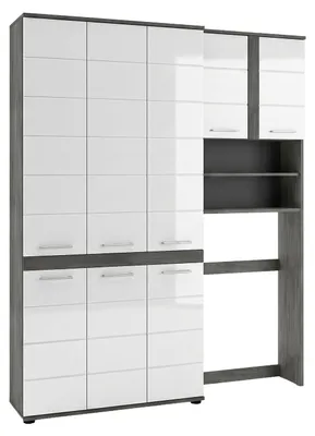 Produktbild von xonox.home Badkombination Blake Weiß hochglanz / Rauchsilber 153 x 191 x 31 cm