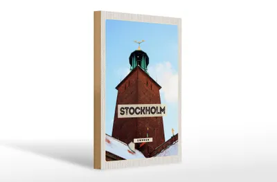 Produktbild von Holzschild Reise 20x30cm Stockholm Schweden Schnee Reise