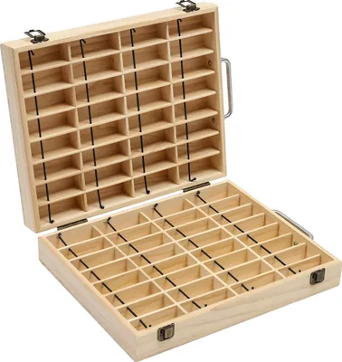 Image de Boîte de rangement pour huiles essentielles d'aromathérapie, 64 compartiments, bois de pin durable, bois
