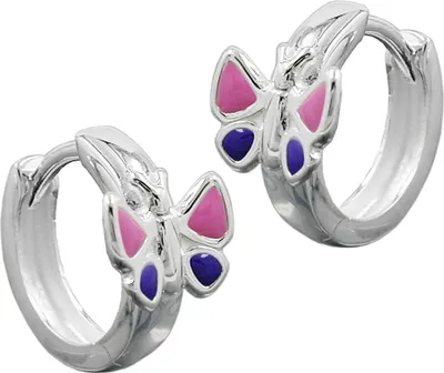 Produktbild von Ohrringe Creole Creolen Schmetterling pink lila 925 Silber Kinder